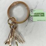 The Spring Shop Metallic Gold Faux Leather Bangle Bracelet Keychain Keyring Photo 0