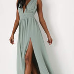 Lulus NWT  Heavenly Hues Sage Brush Maxi Dress Wedding Bridesmaid Gala Size M Photo 0