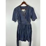 Pilcro Anthropologie  and the Letterpress Size 2 Belted‎ Blue Denim Romper Photo 3