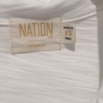 Nation Ltd Desta Top Optic White XS Long Sleeve Puff Shoulder Gold Snap Front Photo 3