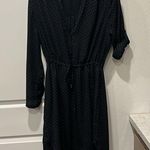 Larry Levine black with white polka dots drawstring waist lined dress. EUC. Photo 0