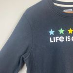 Life is Good Life Is Good Sweatshirt Small Crewneck Black Stars Graphic Long Sleeve Casual Photo 1