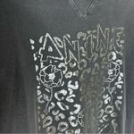 ANINE BING Ramona Leopard Panther Graphic Sweater Washed Black Sz S Photo 5