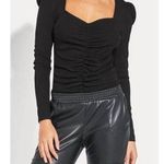 Generation Love Laguna Heart Neck Ruched Ribbed Top Black Small Photo 0