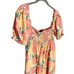 House of Harlow 1960 Dress Linen Floral Smocked Puff Sleeve Mini Dress Medium Orange Photo 2