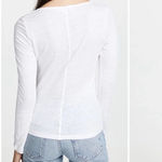 frame denim Frame Shirred Long Sleeve Linen Top White Photo 2