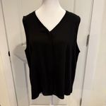 Eileen Fisher 100% Silk Georgette Crepe Black Tank Top Button Blouse Women's Photo 1