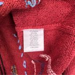 Icelandic Design Red Pattern Full Zip Sweater Fair Isle Tassel Accent Silk Blend Size L Photo 6