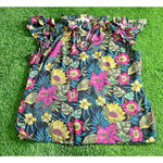 Rose + Olive Tropical Floral Boho Peasant Top - Large Photo 0