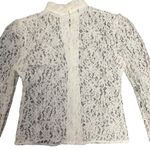 Vintage Avon Fashion Women's White Floral Lace Collared Button Up Shirt Photo 1