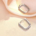 Zales 925 Sterling Silver Crystal Zirconia Edged Hoop Earrings for Daily Wear Photo 3