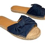 Marc Fisher Sandals Womens 7M Valey2 Blue Denim Bow Espadrille Slip On Preppy Photo 3
