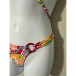 Tiger Mist  Retro Floral Print Halter Bikini Set Beaded Ring Accents XS Photo 4