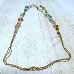 14K layered chain necklace with crystal beads Gold Photo 5