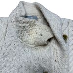 Aran Woollen Mills Super Soft Merino 3 Button Sweater Ivory Medium Photo 4