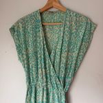 Tucker Silk Cheetah Print Green Turquoise Wrap Belted Shirt Dress Photo 2