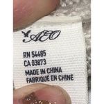 American Eagle AEO Open Knit Beanie Slouch Hat Cream Grey Lace Detail Women’s One Size Photo 6