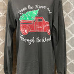 Gray Long Sleeve Shirt with Red Truck Graphic Photo 0