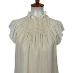 Moodie Blouse Small Off White Short Sleeve Ruffle Detail Vintage Look Photo 1