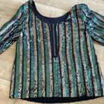 Ontwelfth Sequin Green/Bronze/Black Top Blouse Sz XS Green Photo 4