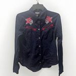 Ralph Lauren Polo Jeans Co Western Embroidered Floral Navy Pearl Snap Button Up Photo 0