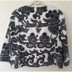 Talbots  Paisley Blazer Jacket White Blue Lined 3/4 Sleeve Crop Career Formal 14 Photo 1