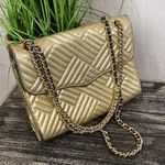 Hilary Radley Rebecca Minkoff Gold Quilted Chain Shoulder Handbag Photo 0