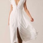Rihoas The White Deep V Neck Pleated Midi Dress Size M Photo 2