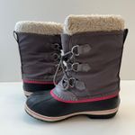 Sorel Waterproof Winter Snow Boots Faux Fur Trim Lace Up Gray Pink Women Size 5 Photo 11