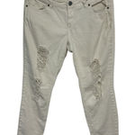 Vanilla Star Jeans Vintage Vanilla Star White Jeans Size 10–12 Distressed Cropped Low Rise Y2K Lace Photo 0
