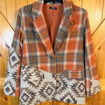 Miss Me Plaid Pieced Blazer Size Small Aztec printed flannel lined blazer (6313) Photo 0