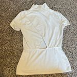 Eileen Fisher Rachel Roy White Ribbed Mock Neck Short Sleeve Top Classic Fitted Stretch Size S Photo 4