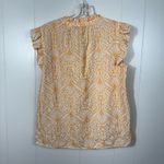 Loft Orange Embroidered Paisley Printed Ruffle Sleeve Tassel Tie Top Small S Photo 4