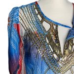 Diane Von Furstenberg  Batik Land Nessa Silk Chiffon Dress Sheer Beaded Size 10 Photo 4