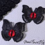 Black Lolita Goth Butterfly Eyeball Hair Clips Photo 0
