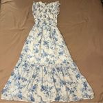 Joie  Blue & White Floral Maxi Tiered V Neck Dress Photo 7