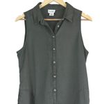 Nicole Miller  Shirt Dress Womens M Olive Green Button Down Sleeveless Minimalist Photo 1