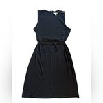 Michael Kors  Sleeveless Black Midi Dress Belted Shoulder Zipper size XL Photo 1