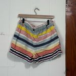 Loft  linen blend bold striped frayed Beachy shorts size 10 Photo 2