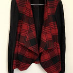 Michael Kors  Red and Black Plaid Women's Sweater Jacket Photo 0