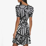 Karl Lagerfeld  Short‎ Sleeve Surplice Mini Dress - Size 10 - Black/White - NWT Photo 3