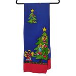 Handmade Hand Painted Silk Christmas Scarf Tree Angels Blue Red Green Made in USA Photo 4