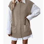 NEW Gray Crew Neck Sweater Pockets Knit Vest Dress 1X Photo 2