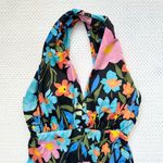 Swim RX Black Multi Floral Plunging Neck Twist Back High Waist One Piece Swim S Photo 1