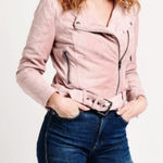 Kaari Blue  Light Pink Leather Jacket Photo 0