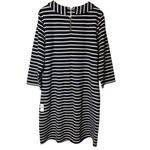 Talbots  Blue White Striped Ribbed‎ Knit Dress Pockets NWT Size XL 51167233 Photo 4