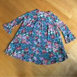 Umgee Floral, Colorful, Loose Fit, Swingy Dress, Tunic, Teal, Pink, Size S Photo 3