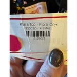 Banjanan Shirt Women XS Black Floral Onyx Ruffle Neck Cap Sleeve Klara Top NWT Photo 9