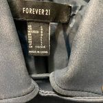 Forever 21  Faux Leather Motorcycle Jacket Asymmetrical Zip Pockets Navy Large Photo 2