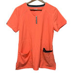 Scrubstar Premium Scrubwear Top Womens Small S Coral Orange Zip Front Pocket Photo 0